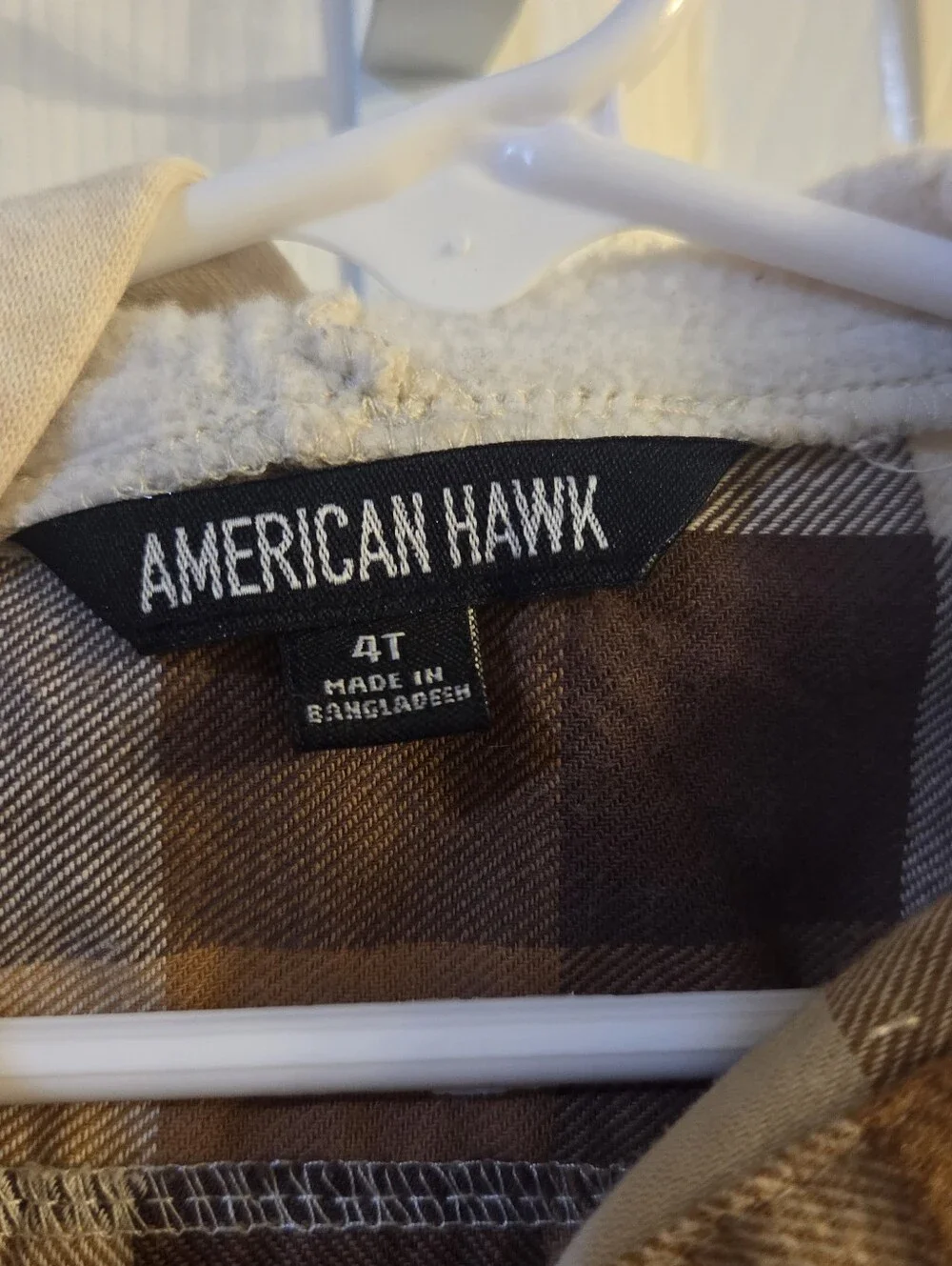 NWOT American Hawk Kids 2-Piece Plaid Hooded Flannel Shirt & Jogger Pants Set 4T